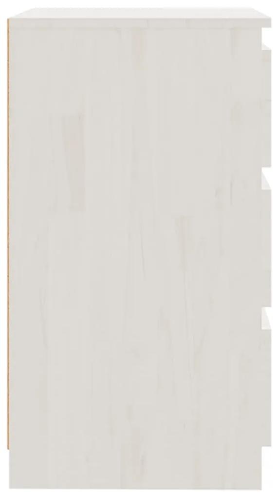 Noptiera, alb, 60x36x64 cm, lemn masiv de pin 1, Alb