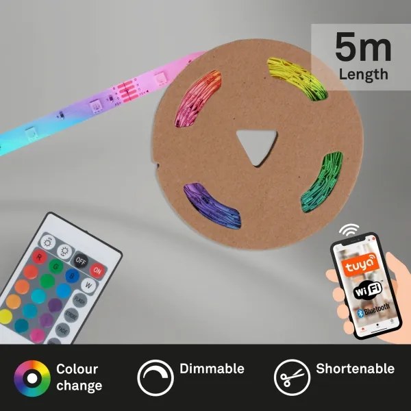 Bandă LED RGBW dimabilă 6,5m LED/15W/230V Wi-Fi Tuya Brilo + telecomandă