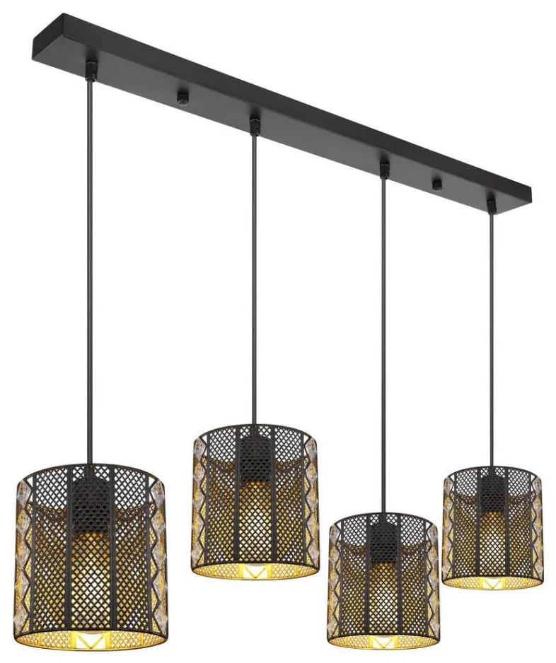 Lustră pe cablu Globo 15450-4H ABINY 4xE27/60W/230V auriu/negru