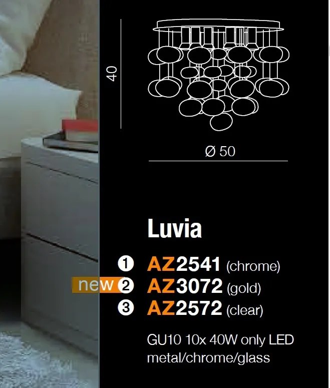 Lustra moderna aplicata design deosebit 49cm Luvia auriu ZZ AZ3072