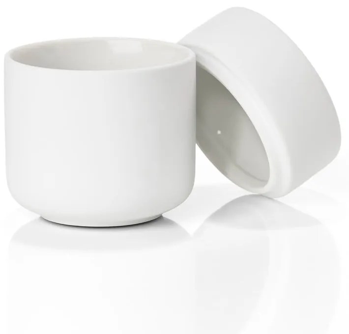 Borcan din gresie cu capac Zona UME, alb