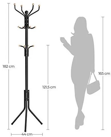 Cuier tip pom, Songmics, Metal, Negru, 182 cm