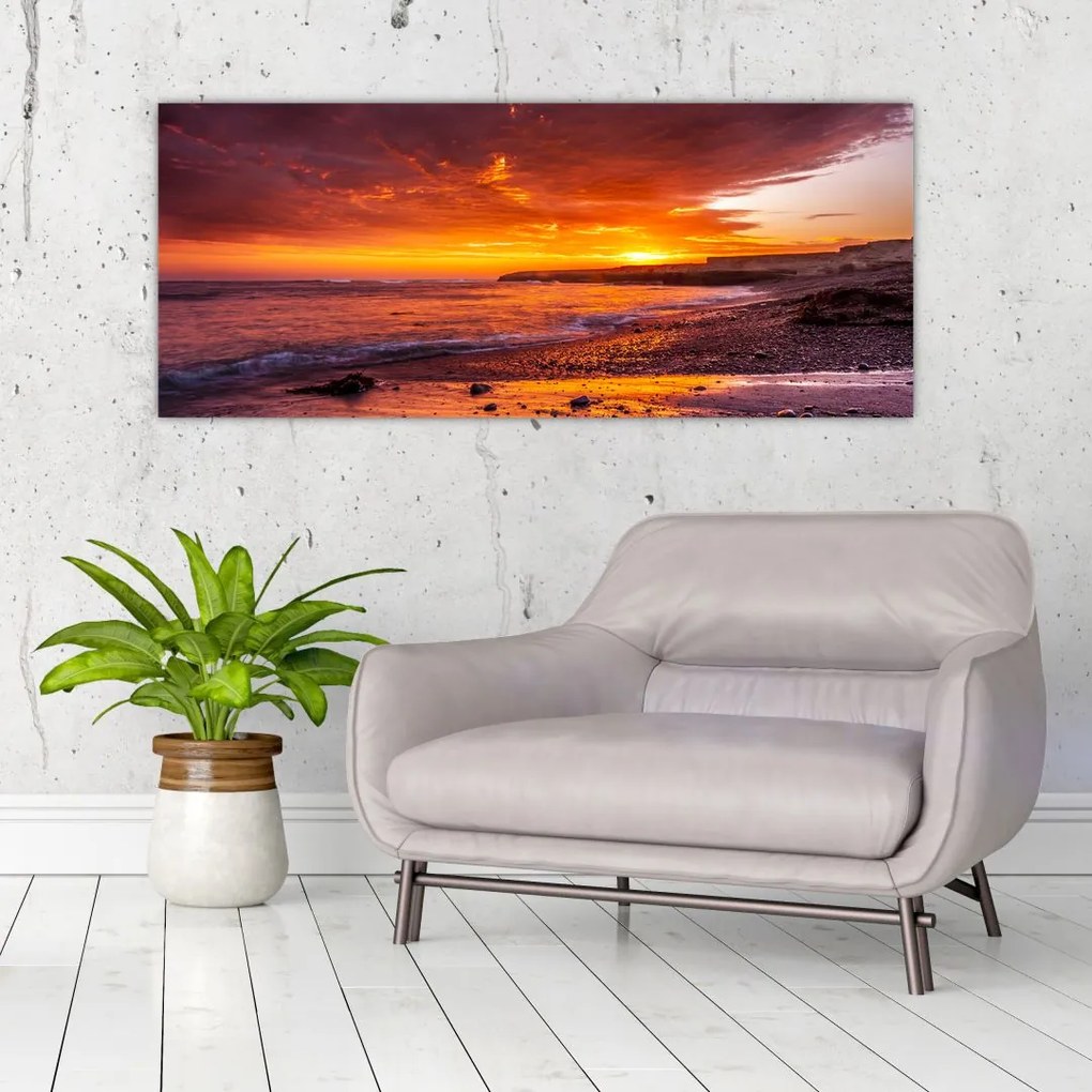 Tablou cu apus de soare la mare (120x50 cm)