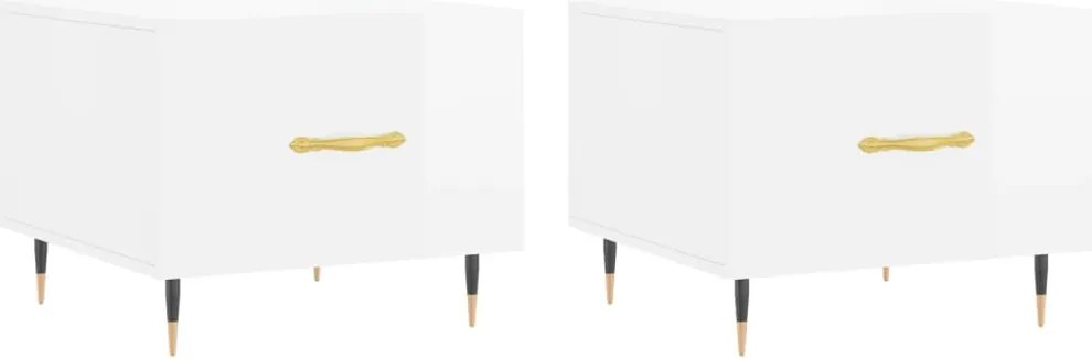 vidaXL Măsuță de cafea, 2 buc., alb extralucios, 50x50x40 cm