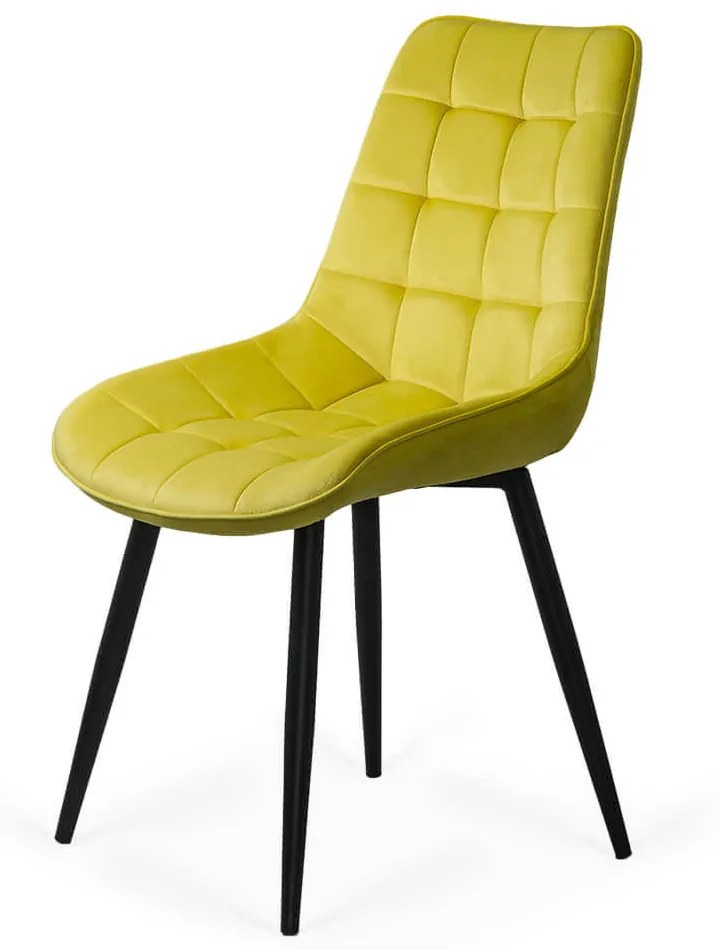 Scaun living tapițat cu catifea și cadru metalic BUC 206 galben