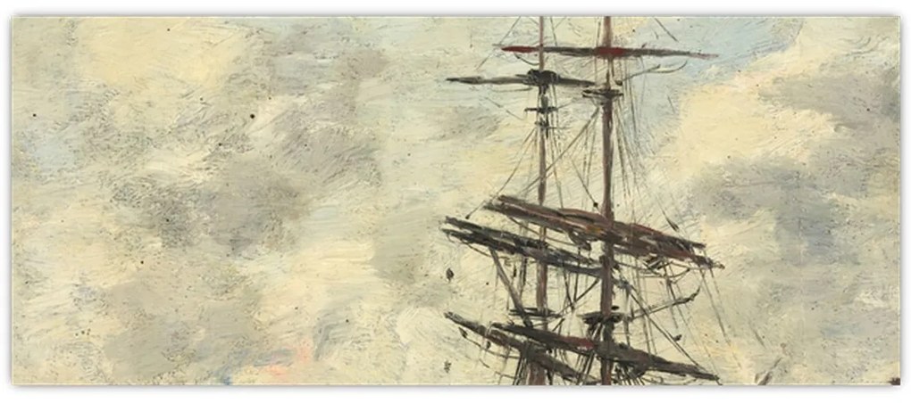 Tablou - Eugène Boudin, Ship on the Touques, reproducere (120x50 cm)