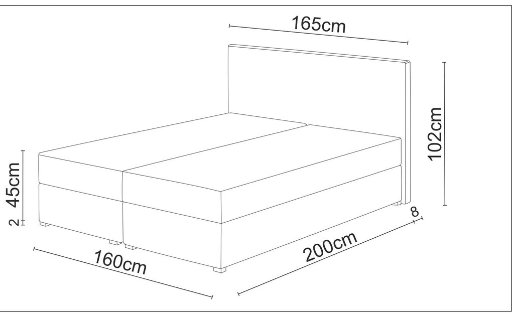 Pat matrimonial Boxspring 140 cm Fade 3 (negru) ( cu saltea și sp. depozitare). 1046505