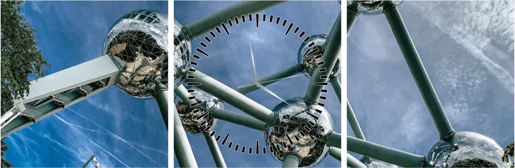 Tablou- atomium la Bruxelles (cu ceas) (90x30 cm)