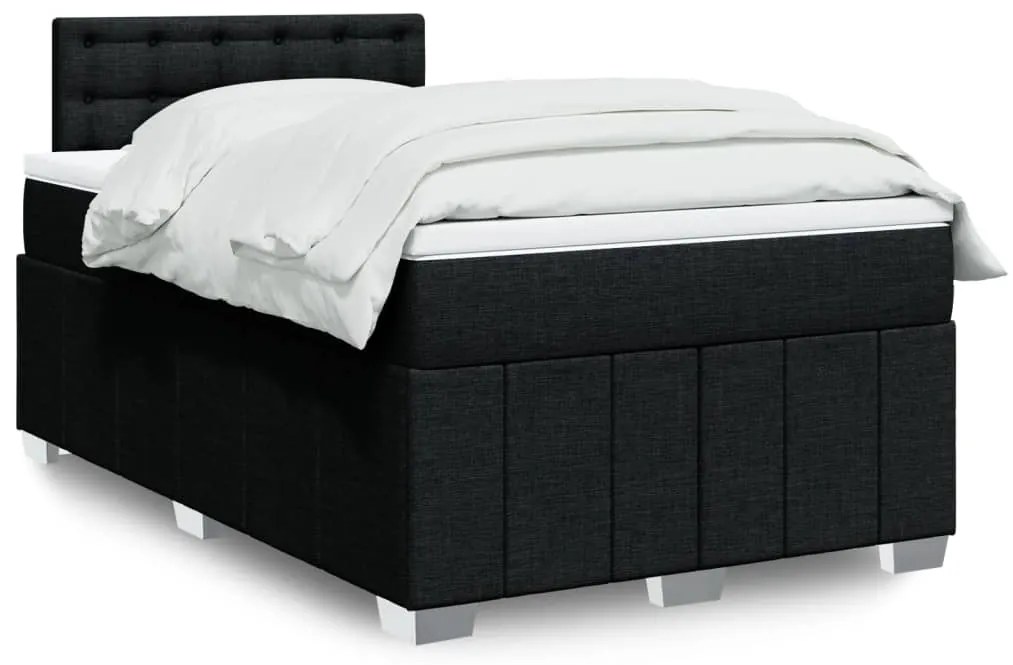 vidaXL Pat box spring cu saltea, negru, 120x200 cm, textil