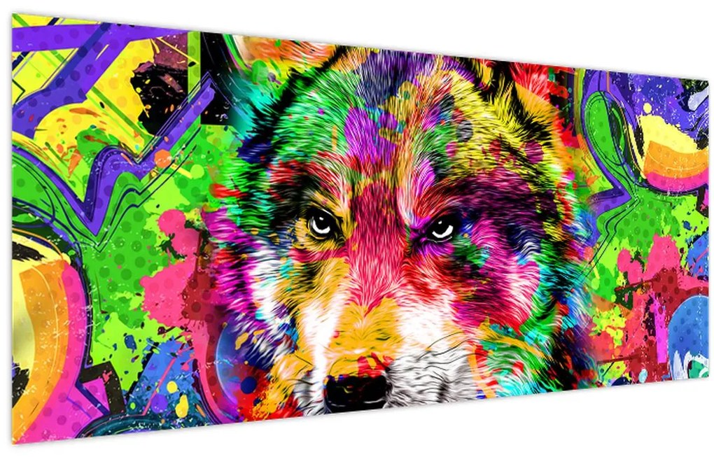 Tablou - Lupul cu graffiti (120x50 cm)
