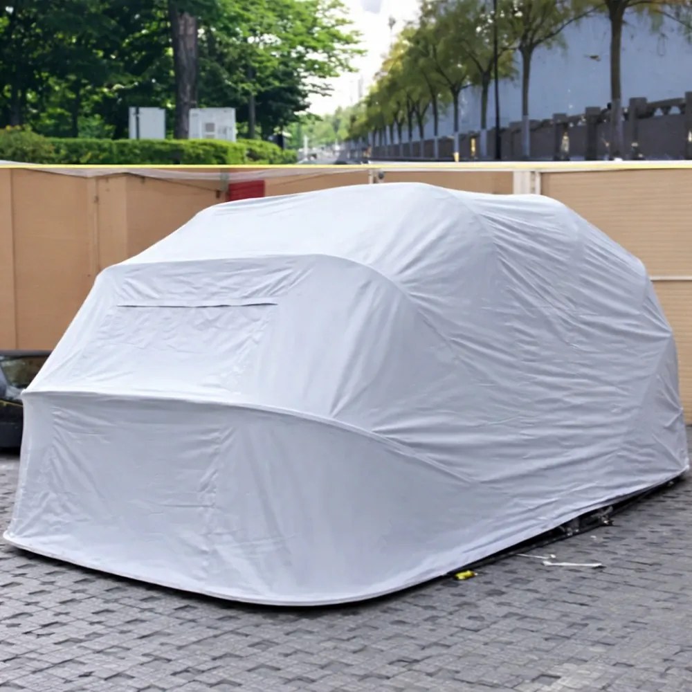 Garaj auto pliabil, Adăpost Mobil Impermeabil, Cadru Metalic, Gri, Model vara – Durabilitate, Protecție completă, Instalare rapidă, 6x2,6x2,55m,