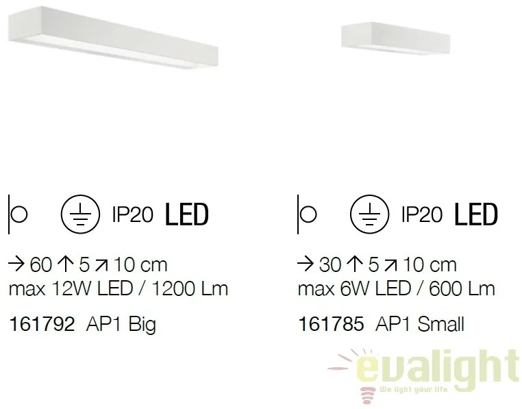 Aplica LED moderna cu lumina ambientala up/down CUBE AP1 SMALL 161785