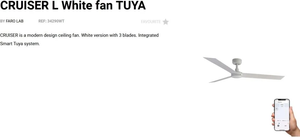 Ventilator tavan smart sistem TUYA si telecomanda CRUISER L alb