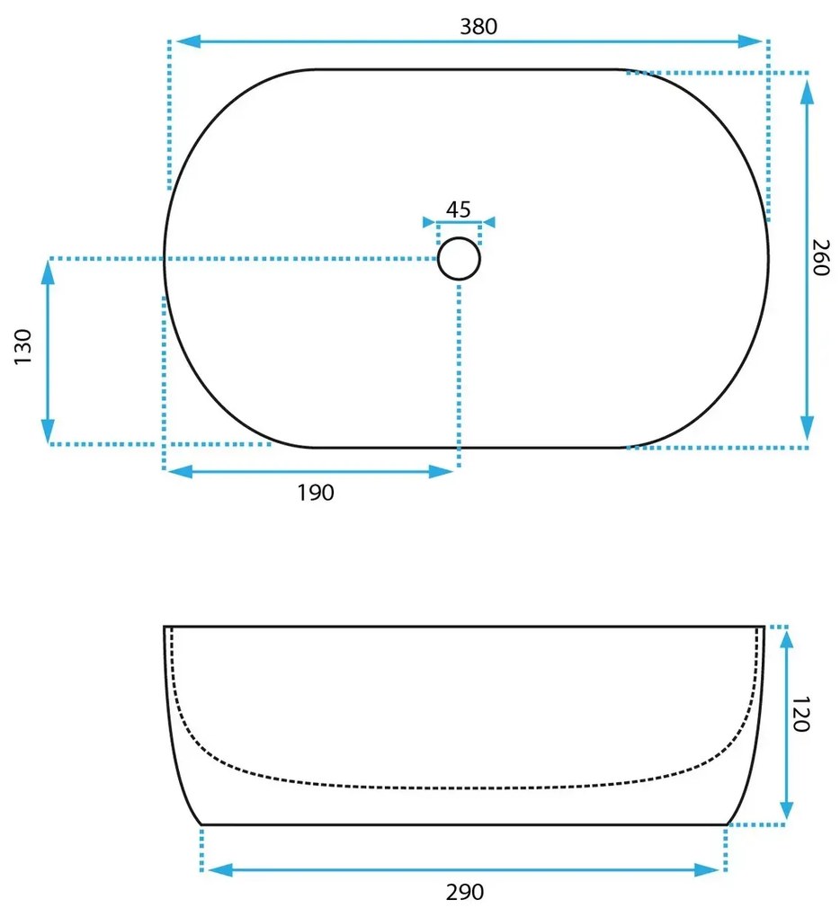 Lavoar pentru blat Amelia Mini Alb lucios cu model, Rea