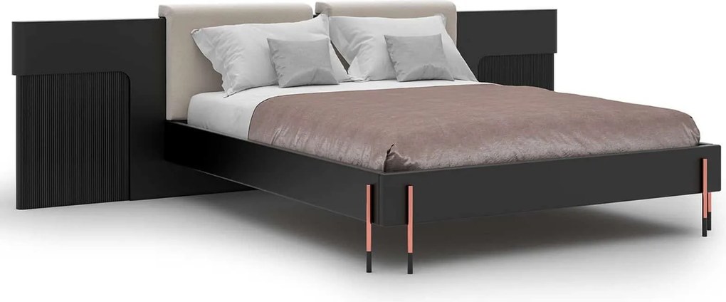 Pat lemn masiv Calista Negru-Rose Gold