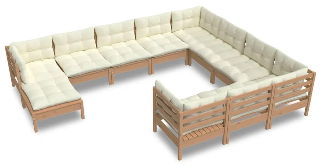 3097046 vidaXL Set mobilier relaxare grădină perne 11piese lemn pin maro miere