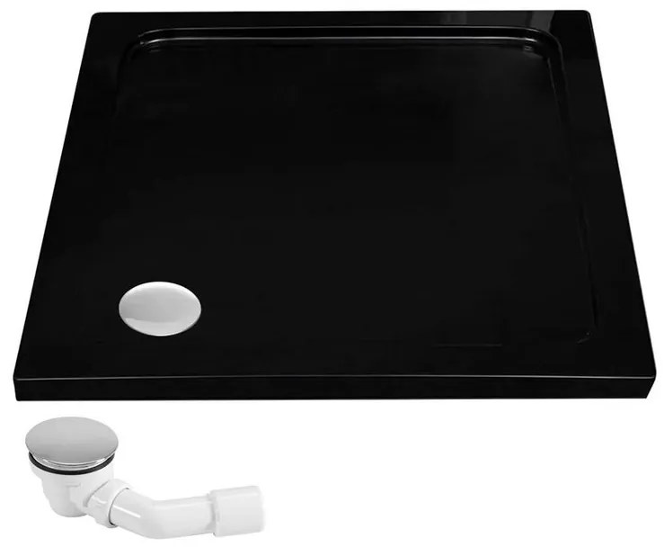 Cabina de dus SOLAR cu cadita neagra auriu periat 90x90 cm