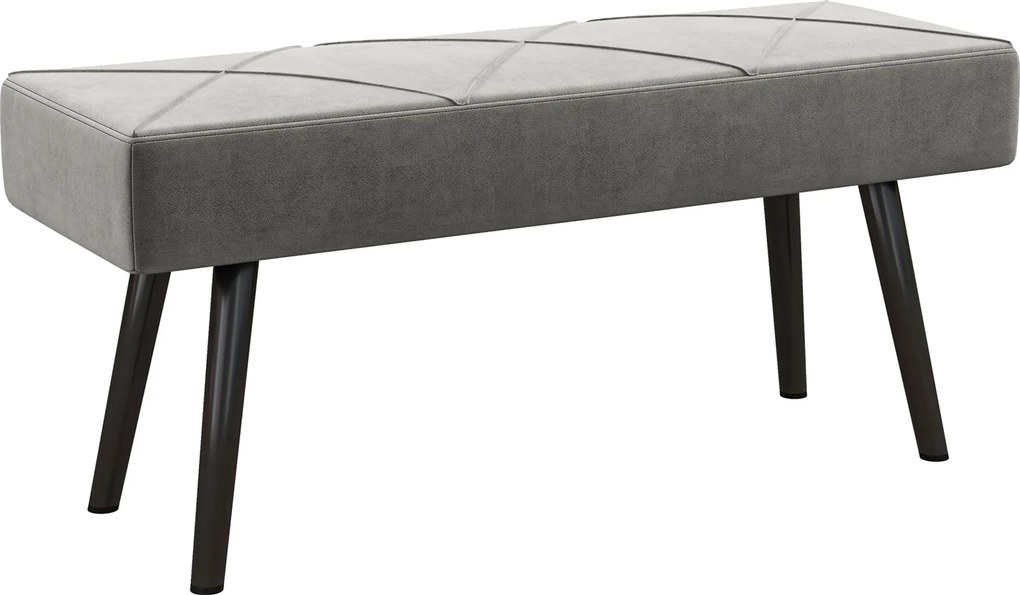 HOMCOM Danca Depozitare, Velvet Tapițat, cu Picioare de Oțel, pentru Dormitor, Living, Sufragerie, Hol, 100x36x45 cm, Gri | Aosom Romania