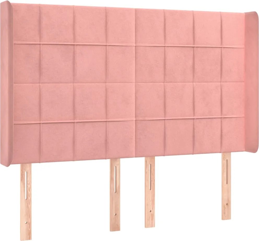 vidaXL Tăblie de pat cu aripioare, roz, 147x16x118/128 cm, catifea