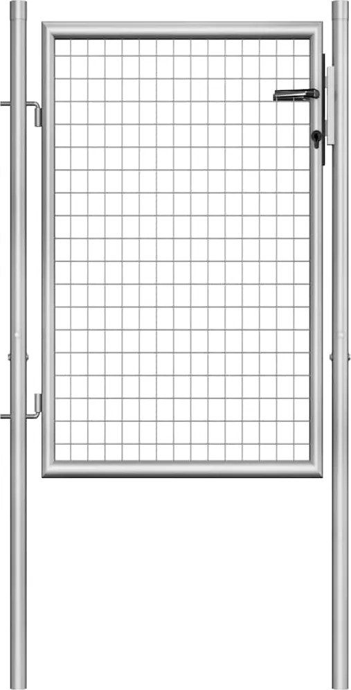 vidaXL Poartă de grădină din oțel galvanizat, argintiu, 100x100 cm