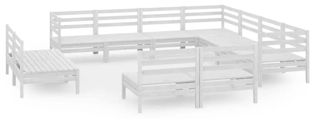 3083155 vidaXL Set mobilier de grădină, 11 piese, alb, lemn masiv de pin