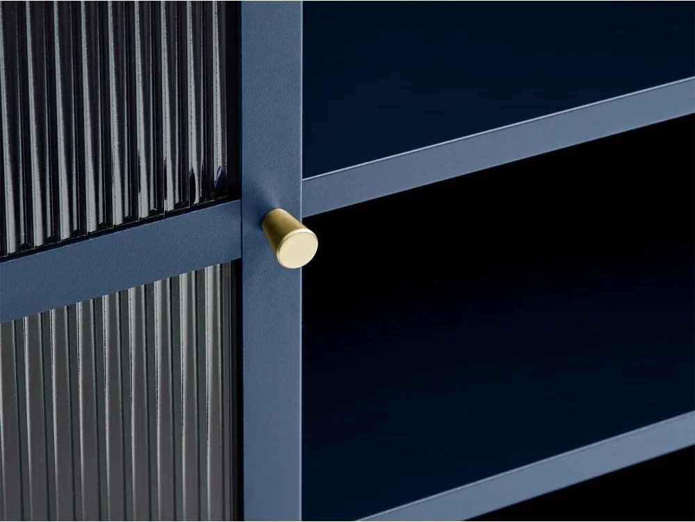 Vitrină din metal Unique Furniture Bronco, înălțime 140 cm, albastru