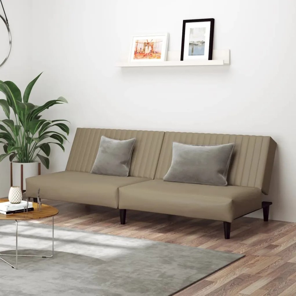 337666 vidaXL Canapea extensibilă cu 2 locuri, cappuccino, piele ecologică