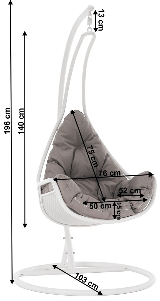 Balansoar suspendat, alb / gri-maro, TALISE