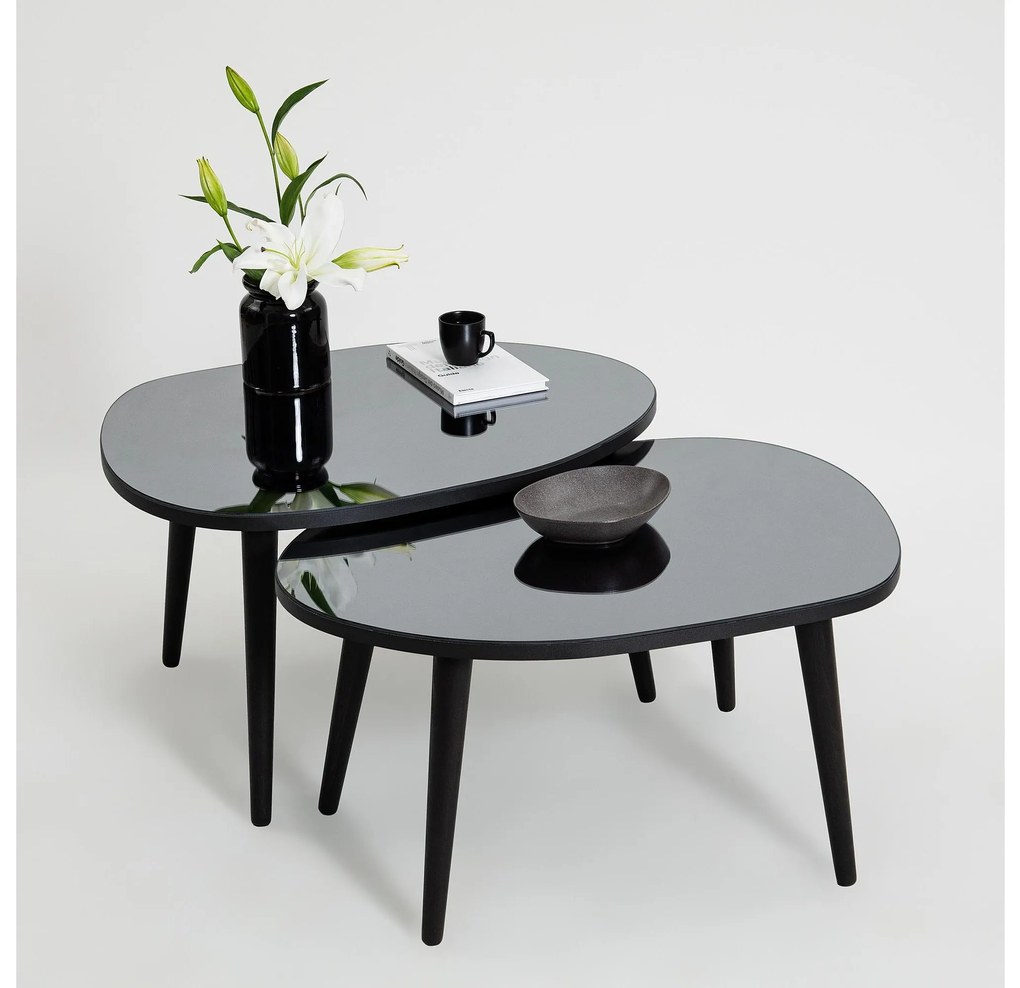 Set 2 buc măsuțe de cafea Gustavo (Negru + Gri). 1088420