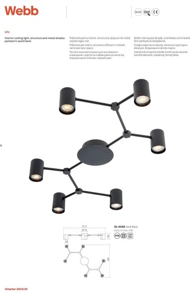 Spot Redo 01-4048 WEBB 6xGU10/10W/230V negru