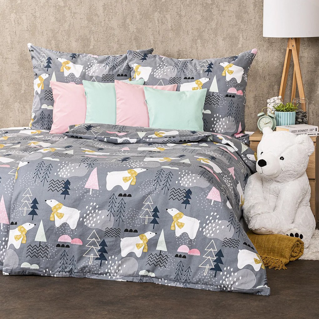 Lenjerie de pat flanelă 4Home Nordic Bear, 140 x 200 cm, 70 x 90 cm