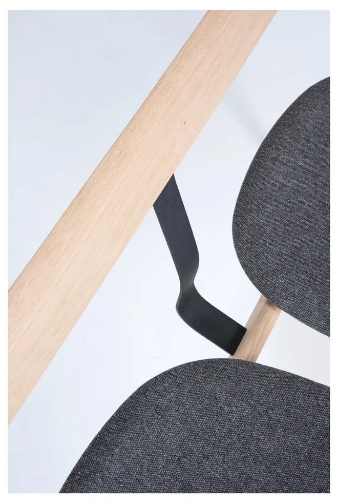 Bancă din lemn de stejar Gazzda Ava, șezut gri