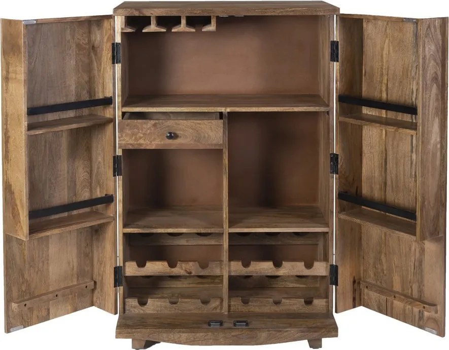 Dulap vinotecă în culoare naturală din lemn de mango număr de sticle 12, 74x122x46 cm Bombay – Interia Home &amp; Living