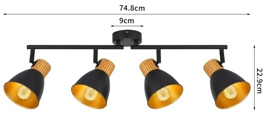 Brilagi - Plafonieră cu spoturi ODENSE 4xE14/10W/230V lemn/negru