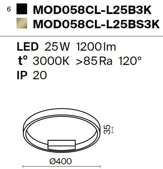 Plafoniera LED design modern Rim negru 40cm, 3000K