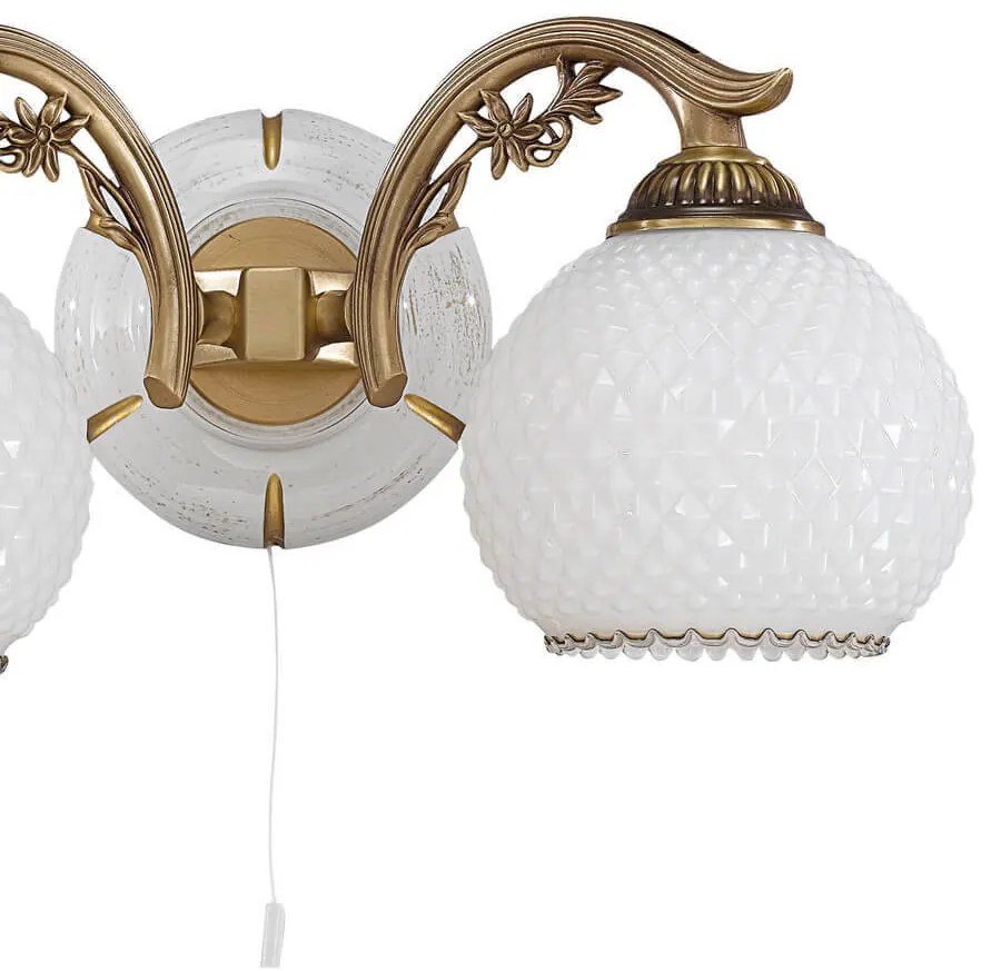 Aplica clasic design italian din alama, sticla si lemn 8605 RA-A. 8605/2