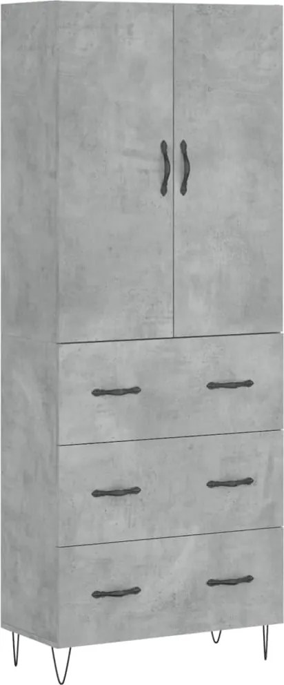 vidaXL Dulap înalt, gri beton, 69,5x34x180, lemn compozit