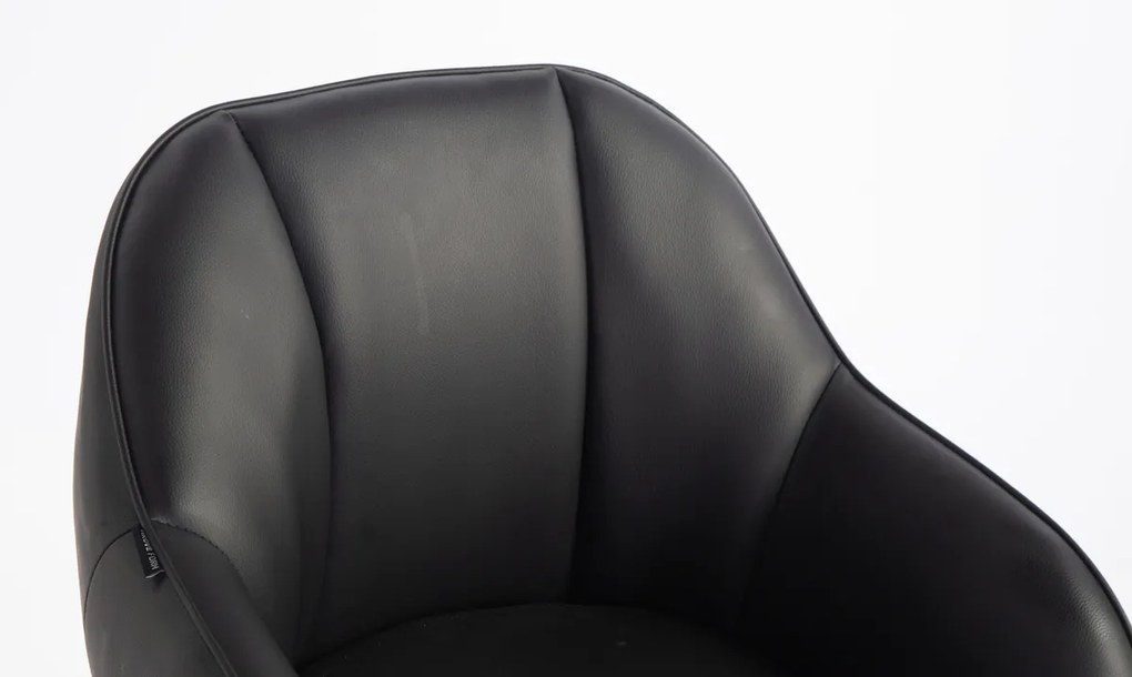 HR2055N Scaun Neagră din Piele Ecologica cu Bază Aurie