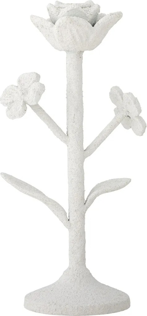 Suport lumânare din metal alb cu finisaj antichizat, 10 x 26 cm, „Ranin",