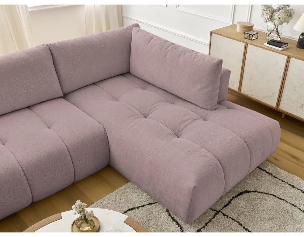 Colțar roz extensibil/cu spațiu de depozitare (cu colț pe partea dreaptă/în formă de "U") Fuji – Bobochic Paris