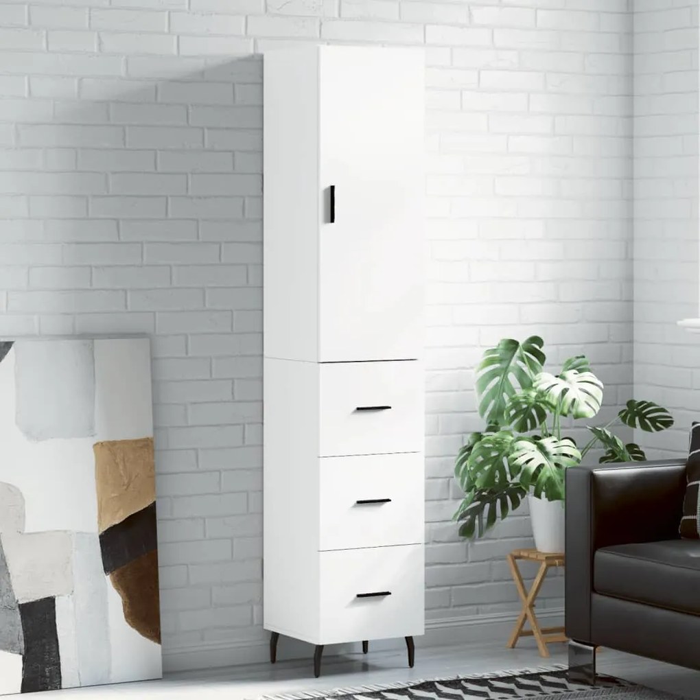 vidaXL Dulap înalt, alb, 34,5x34x180 cm, lemn prelucrat