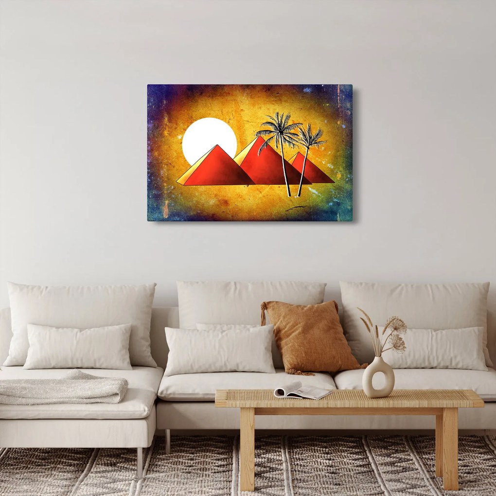 Tablou cu piramidele egiptene pictate (90x60 cm)