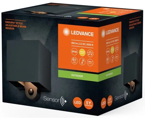 Aplică LED de exterior cu senzor Ledvance ENDURA STYLE LED/2,5W/5V IP54