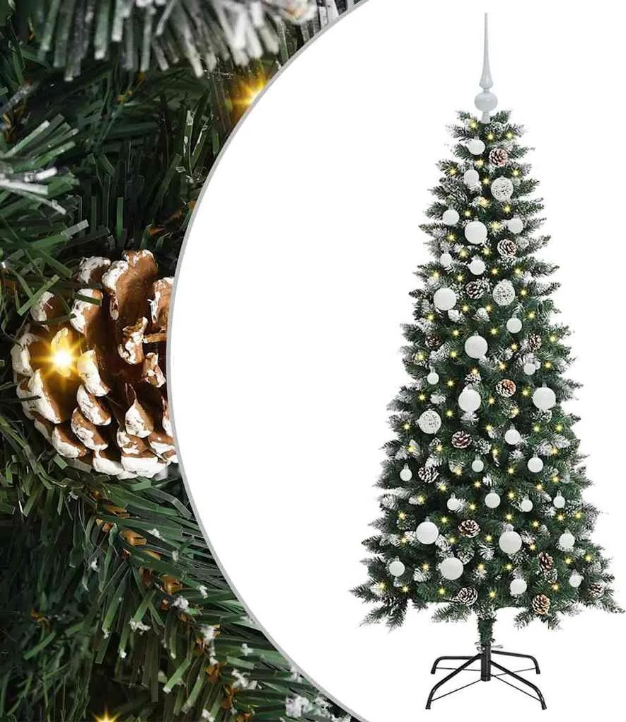 vidaXL Brad de Crăciun artificial Verde 150 cm PVC și Plastic și Oțel