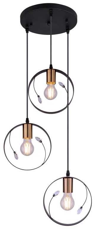 Lustra suspendata design modern VIGO negru 15346-3 GL