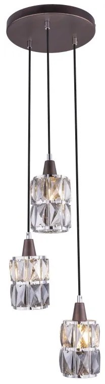 Lustra moderna cu 3 pendule WOLLI bronz/fumuriu 15761-3 GL