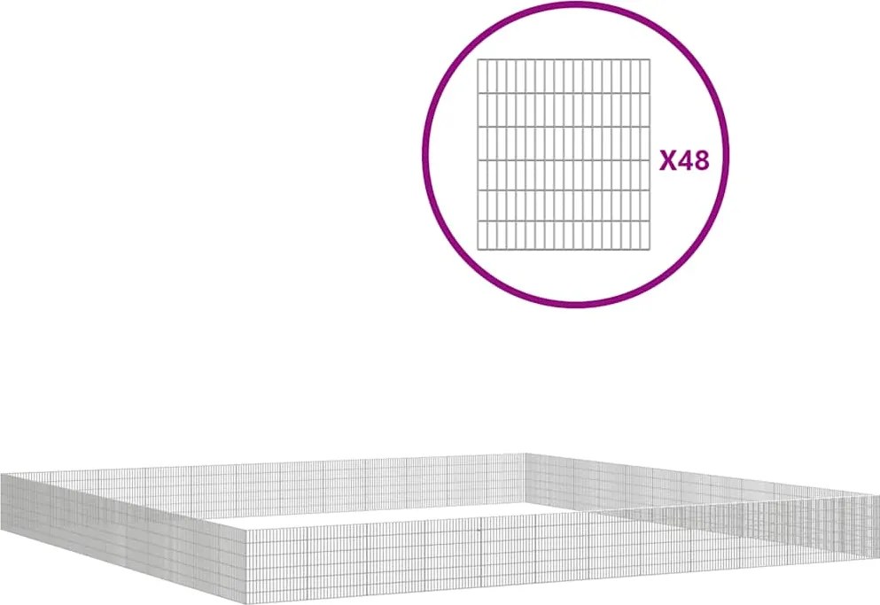 vidaXL Adăpost pentru animale cu 48 panouri, 54x60 cm, fier galvanizat