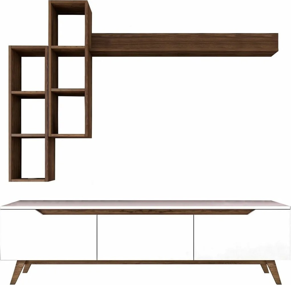 Perete TV Mia Walnut and White