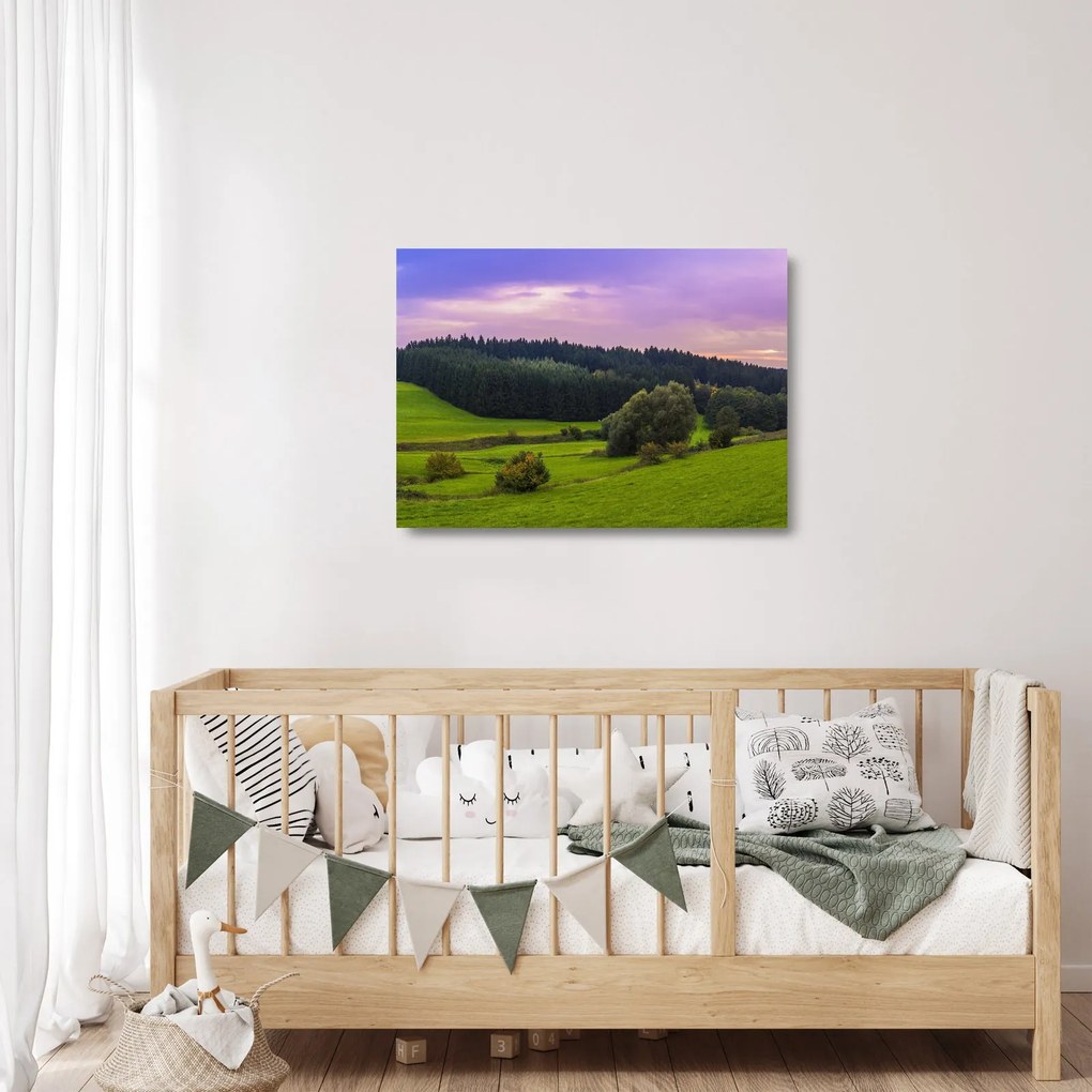 Tablou pe sticlă cu lunca (70x50 cm)