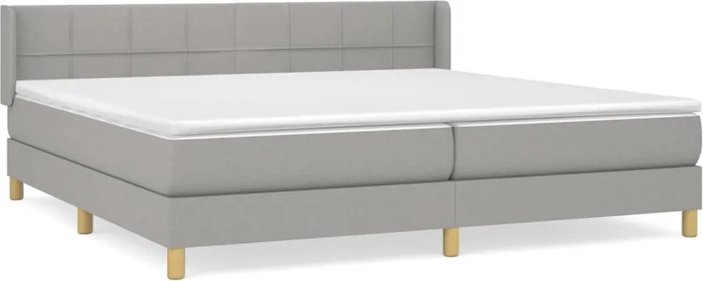 vidaXL Pat box spring cu saltea, gri deschis, 200x200 cm, textil